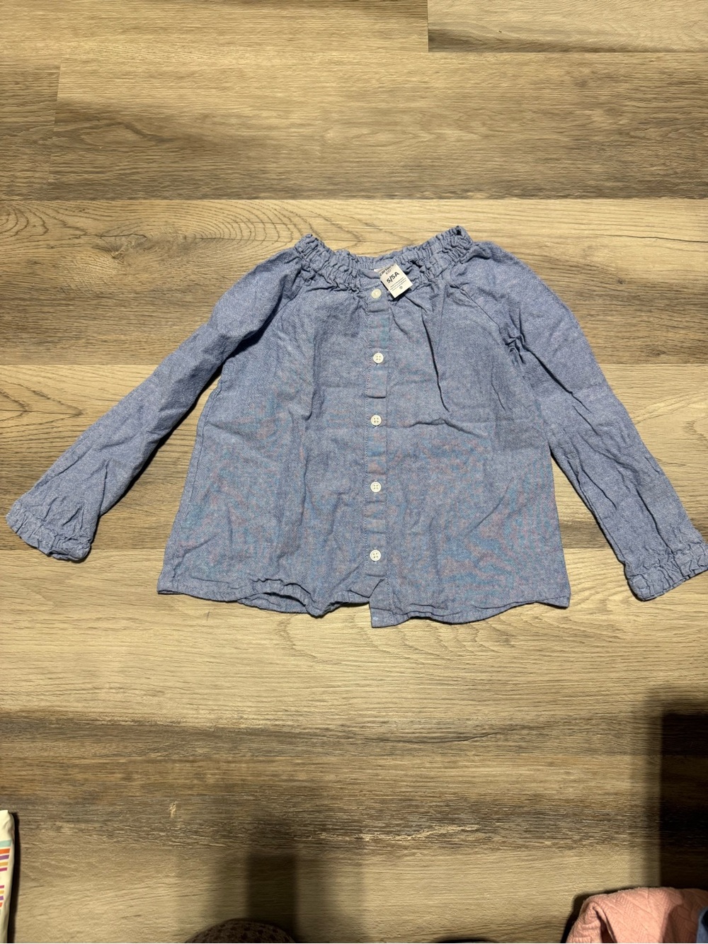 Carter's Light Blue Button-Front Long Sleeve Peasant Top